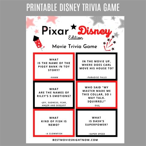 Pixar Trivia Questions And Answers Printable